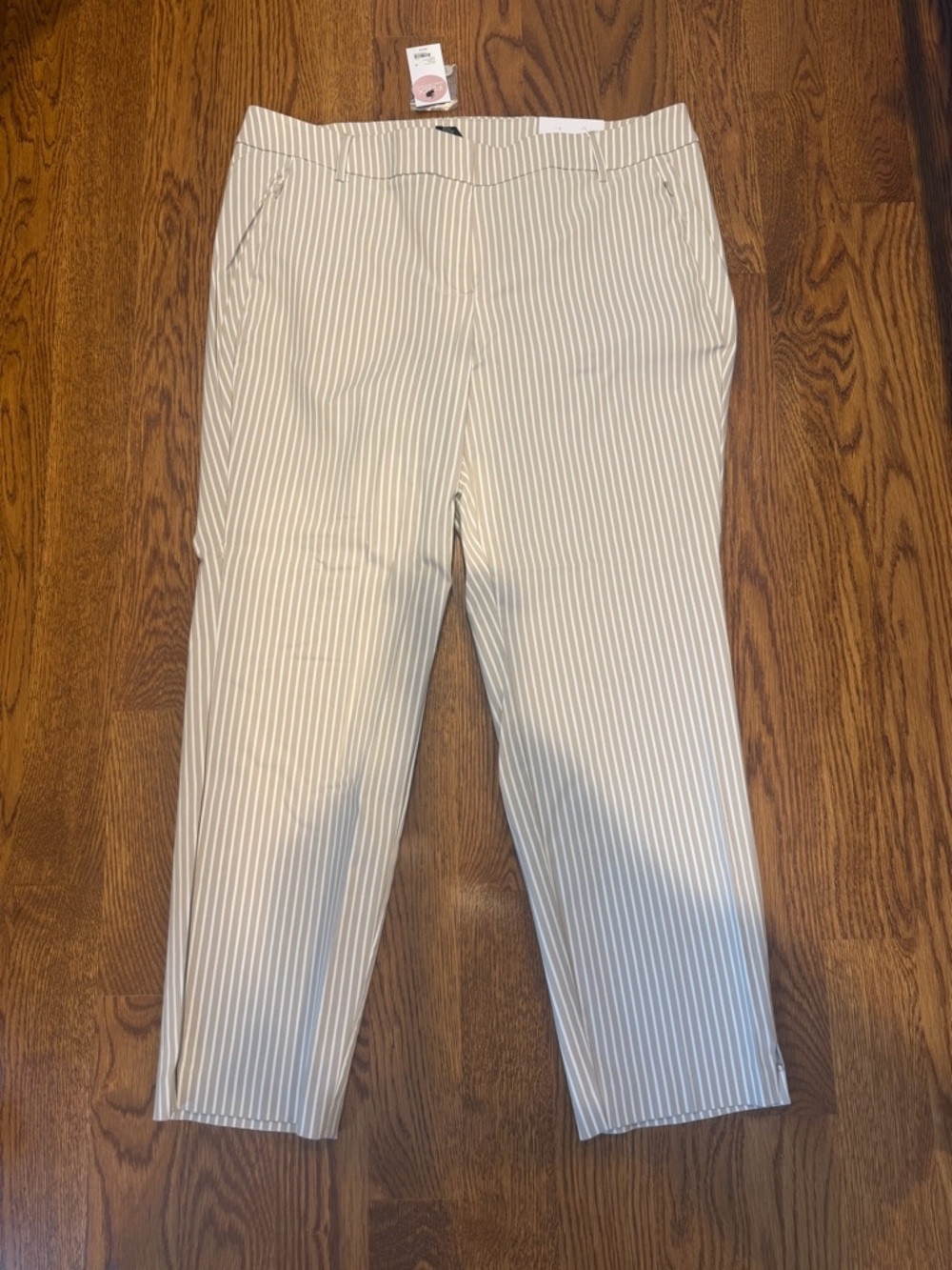 Lane Bryant Cream and White Striped Ankle Pants